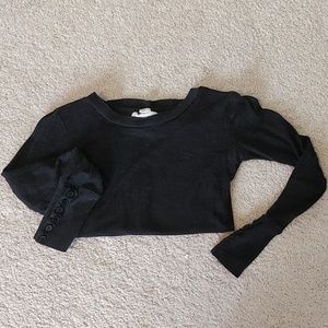 Derek Heart Black Long Sleeve Tee With Button Cuff